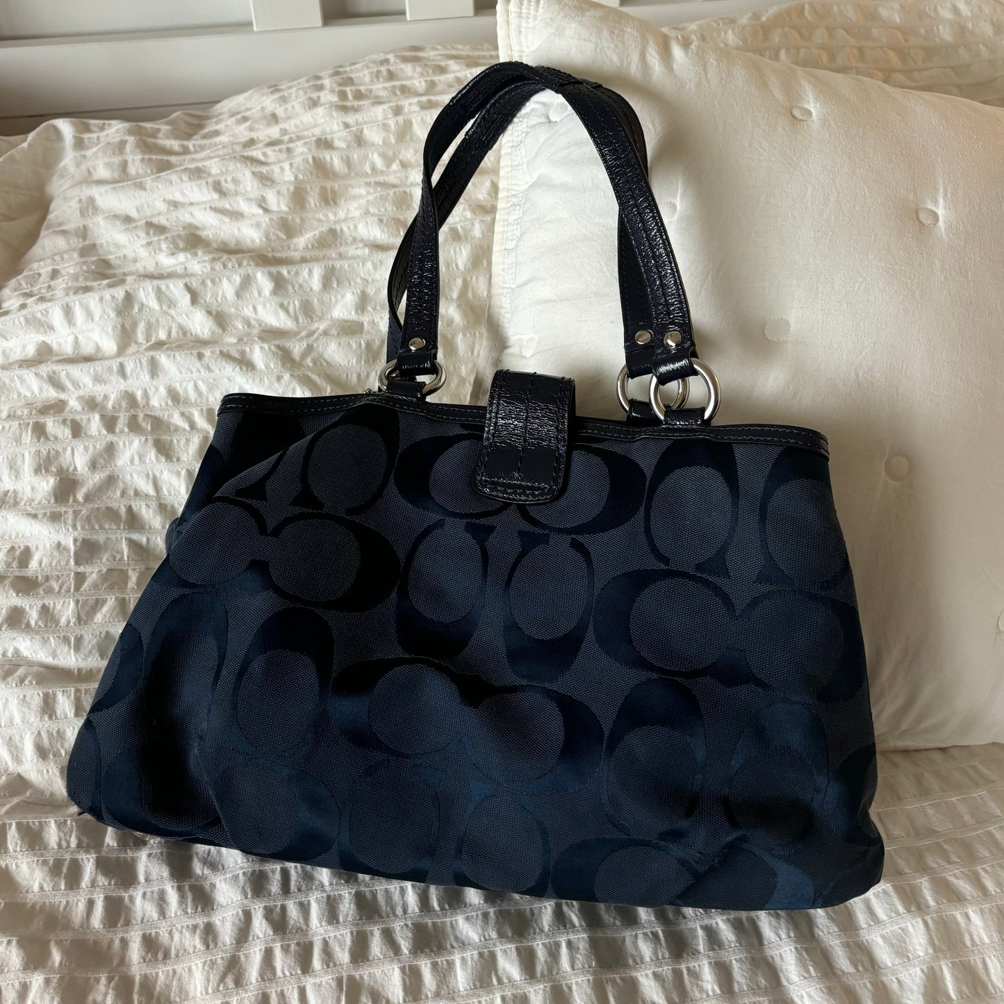 Coach Monogram Navy Tote