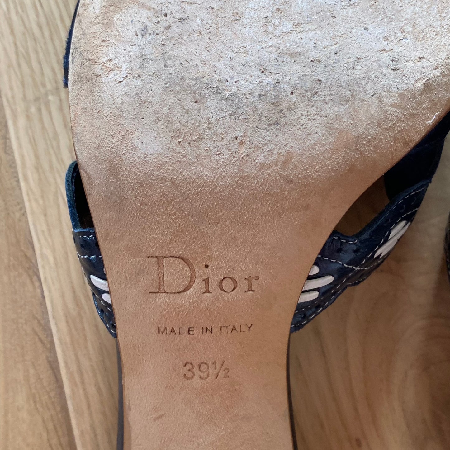 Dior Navy Heeled Sandals (39)