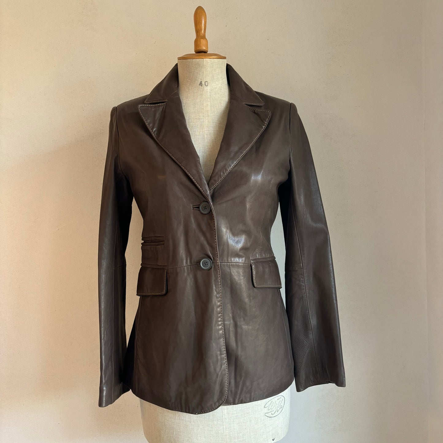 Brown Leather Blazer (S/M)