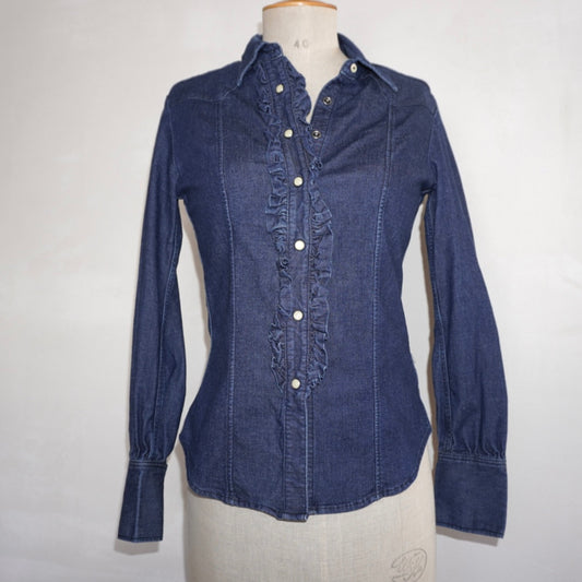 Denim Ruffle Blouse (M)