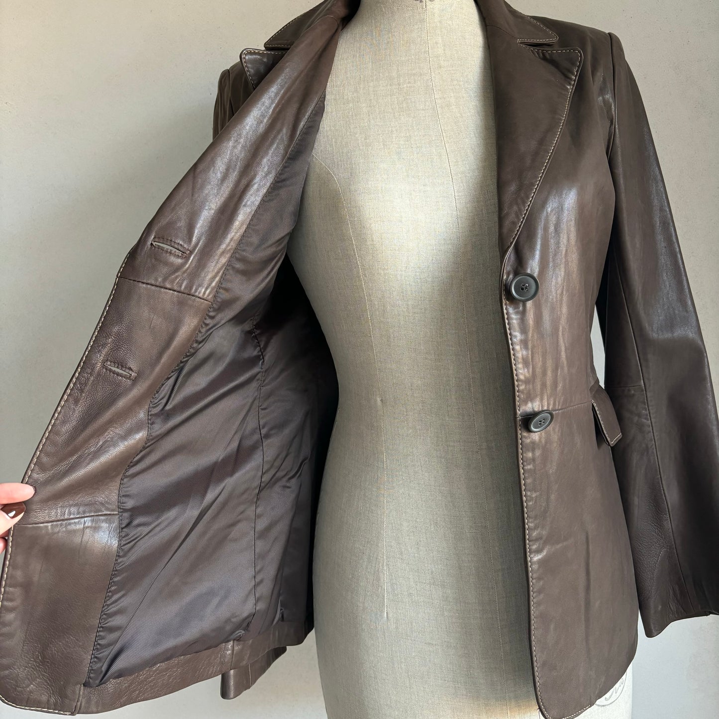 Brown Leather Blazer (S/M)