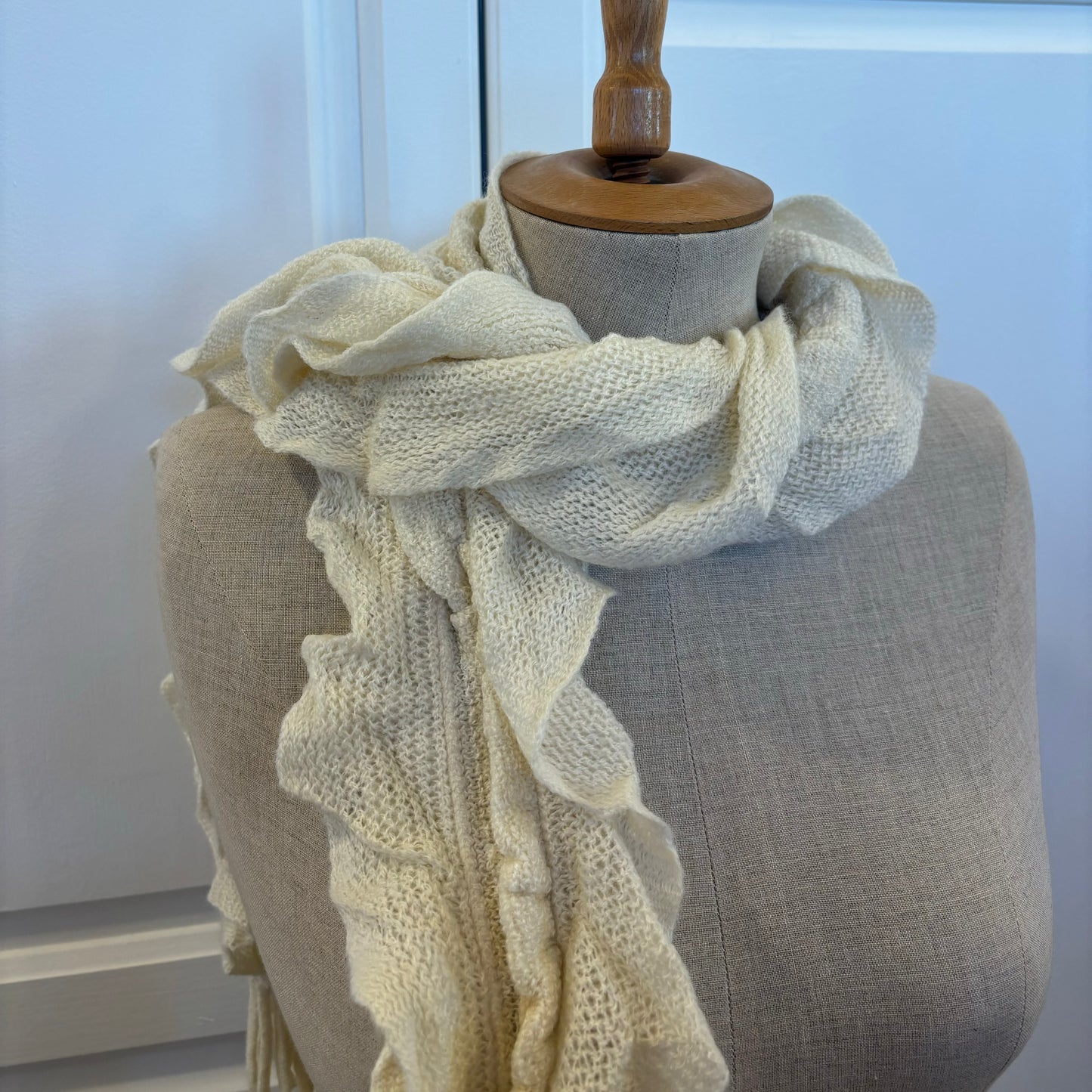 Ruffle Creme Scarf