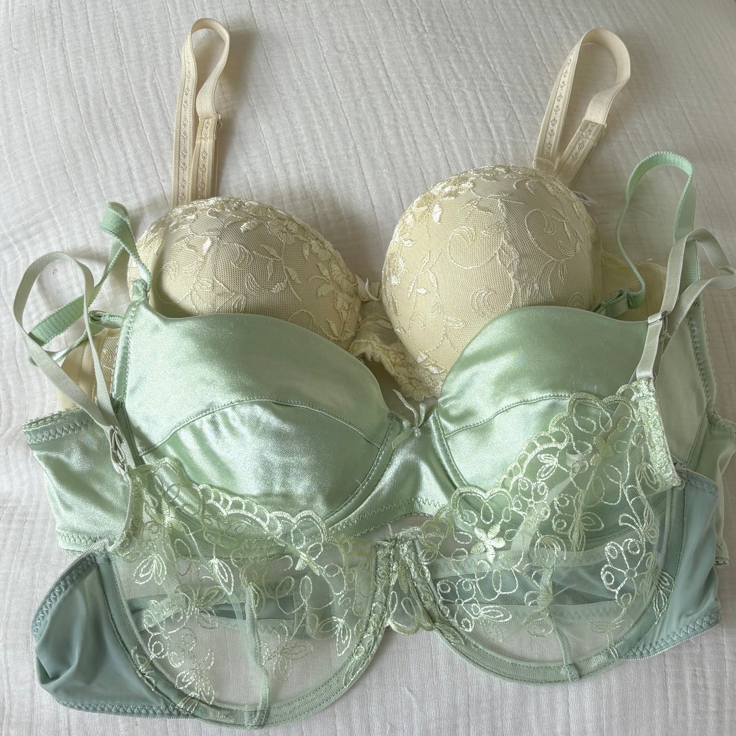 Green Satin Bra (80B)