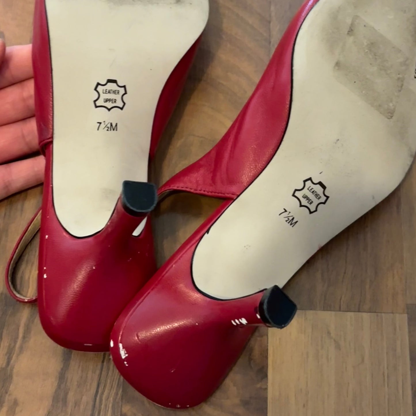 Red Leather Slingbacks (37.5)