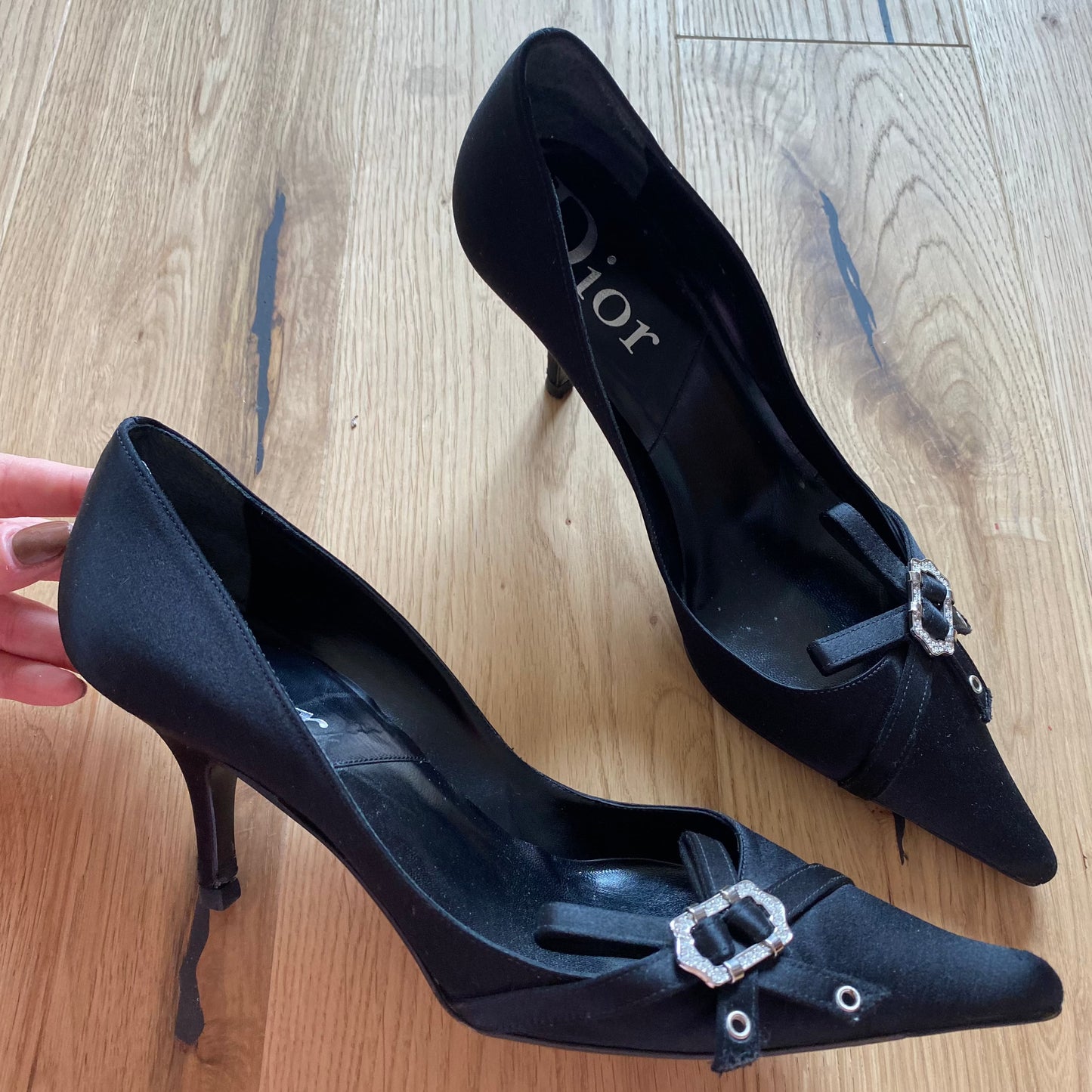 Dior Black Satin Heels (38.5)