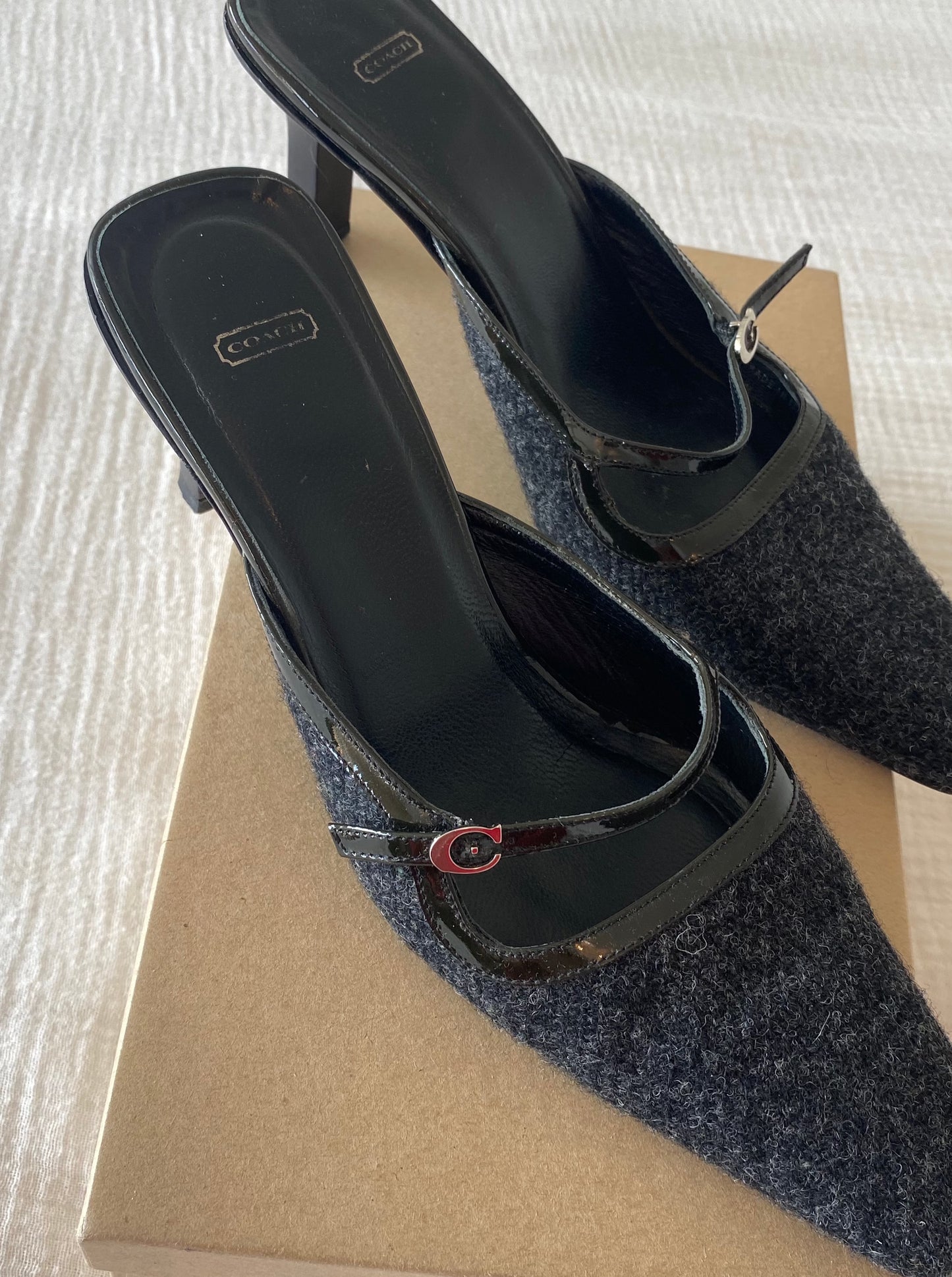 Grey Wool Coach Mules (37.5)