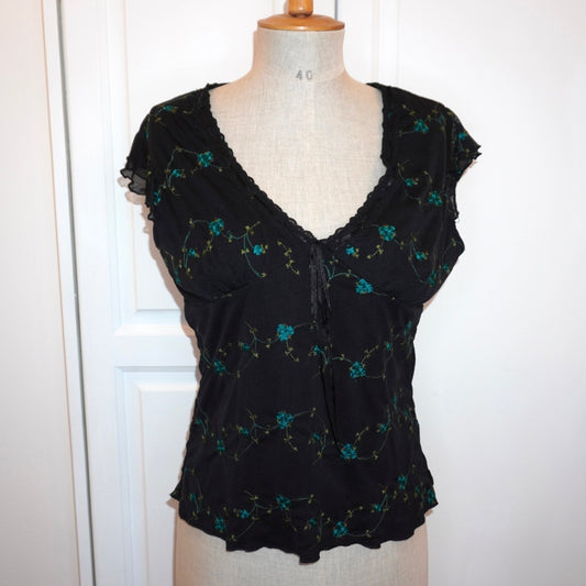 Black Floral Top (L)