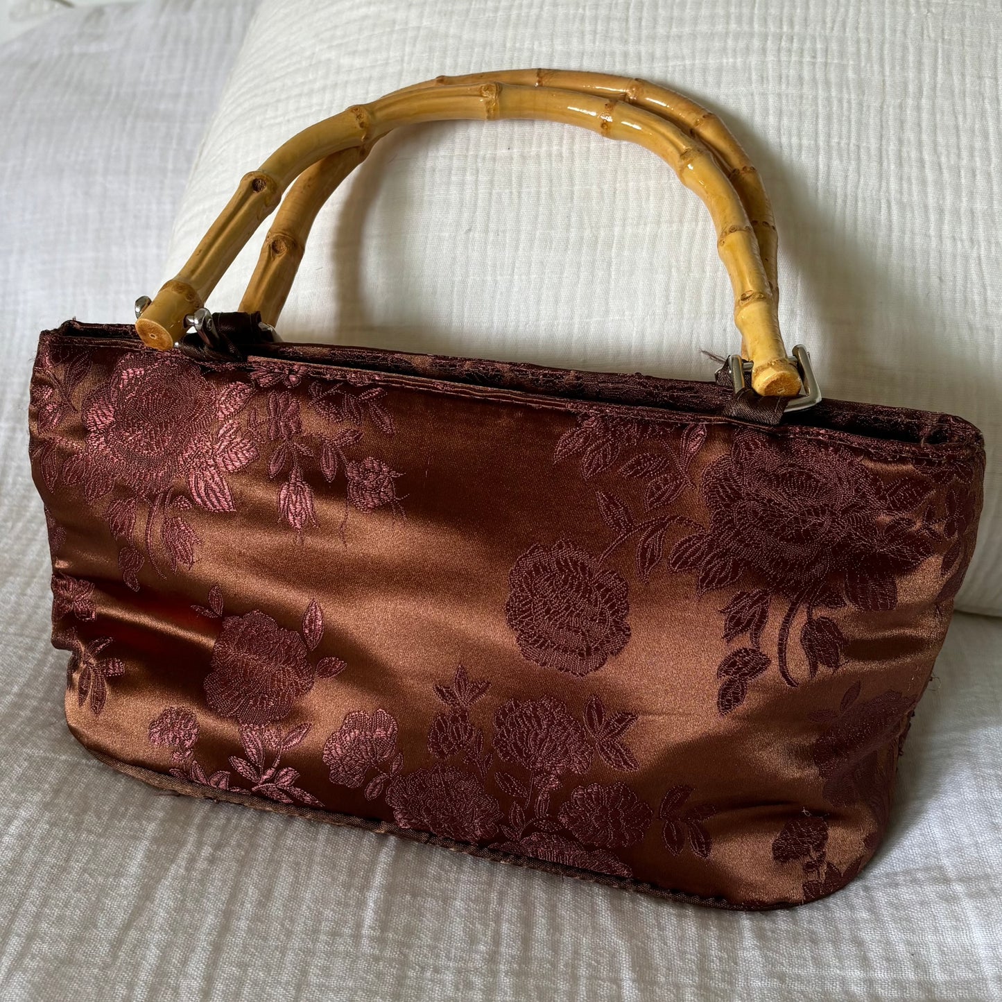 Brown Satin Beaded Purse