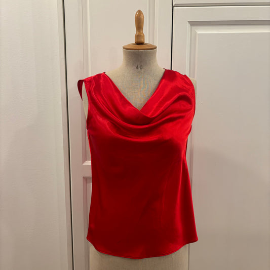 Red Satin Cowlneck Top (M)