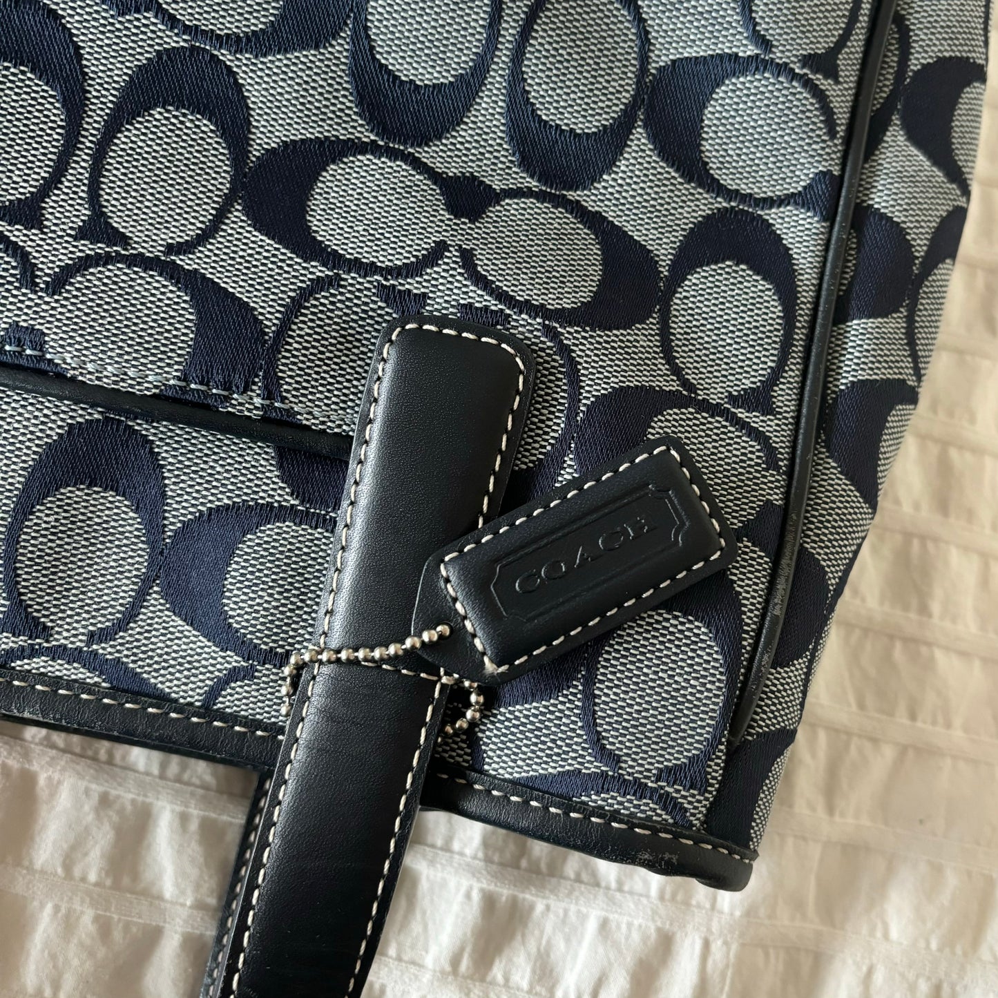 Coach Navy Monogram Tote