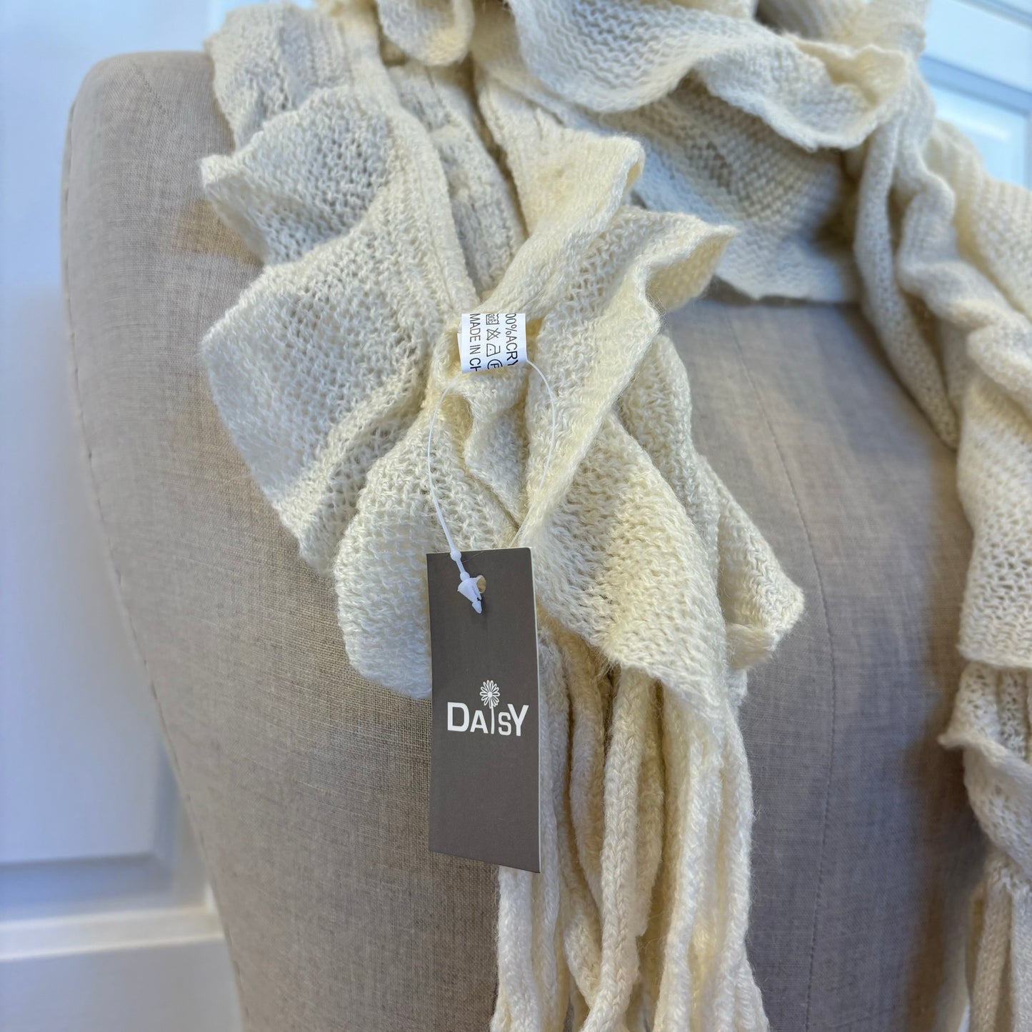 Ruffle Creme Scarf