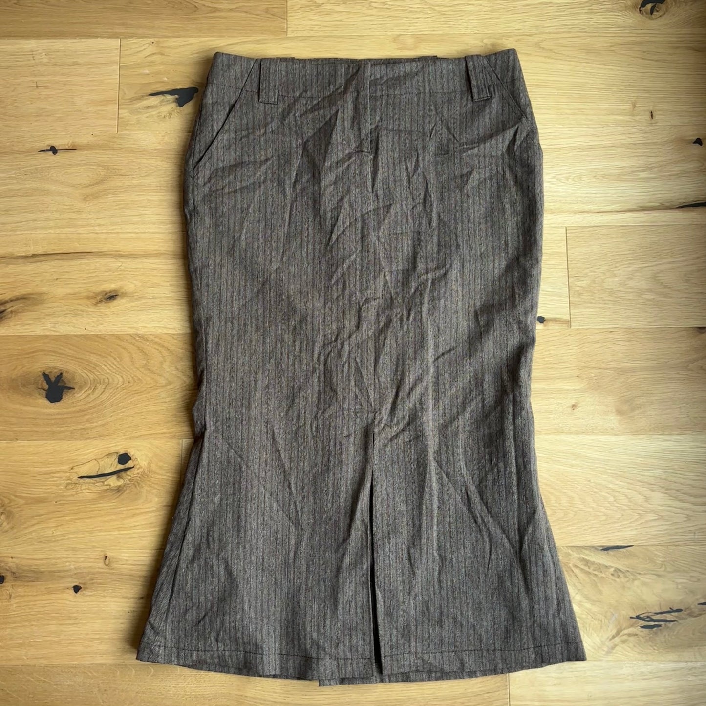 Brown plaid trumpet skirt (S)