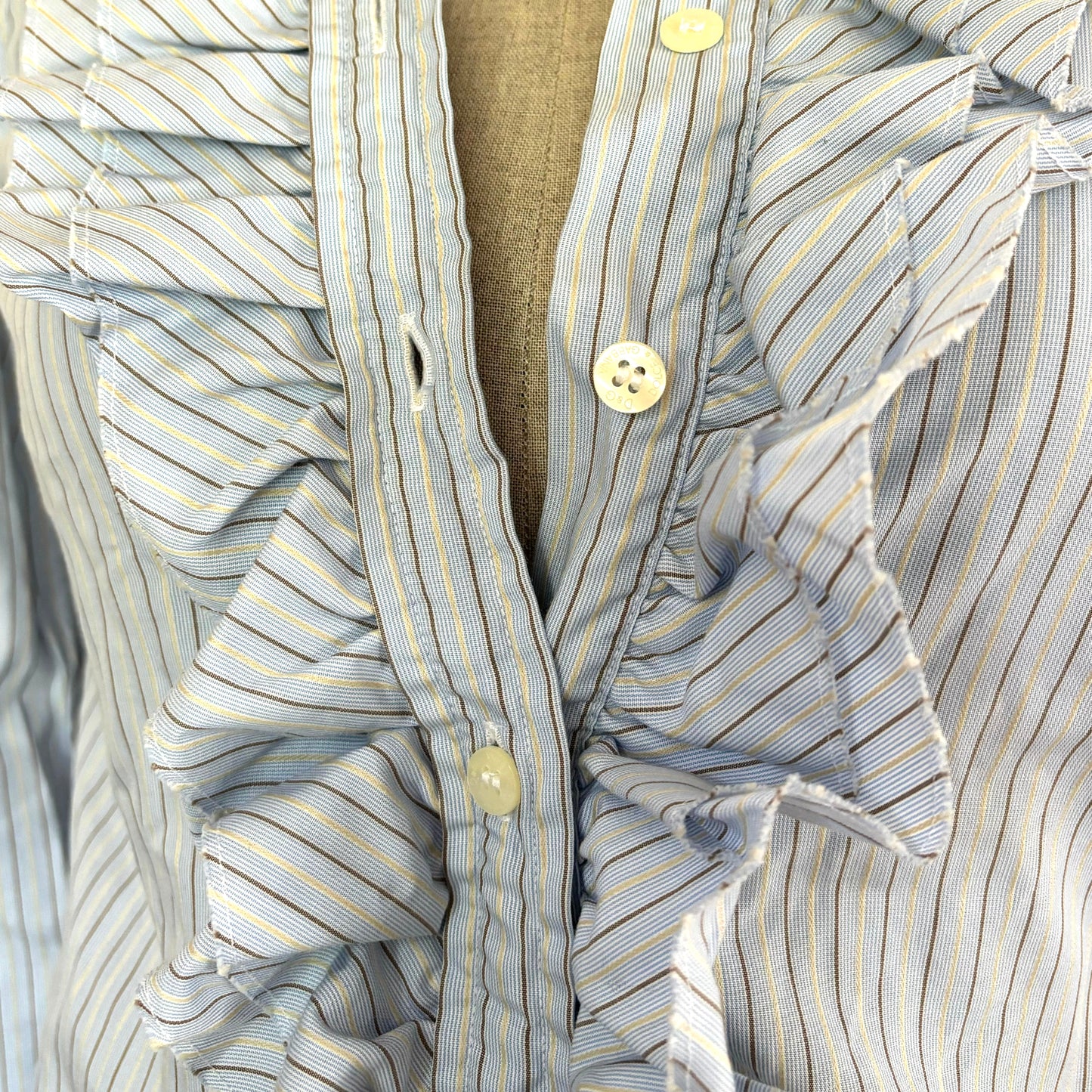 D&G Pinstripe Ruffle Blouse (S)