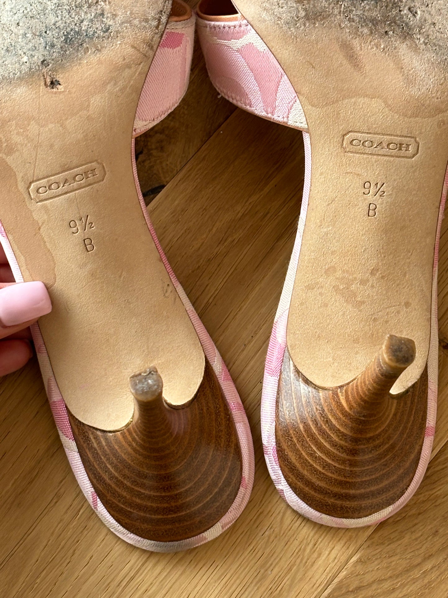 Coach Pink Monogram Mules (39.5)