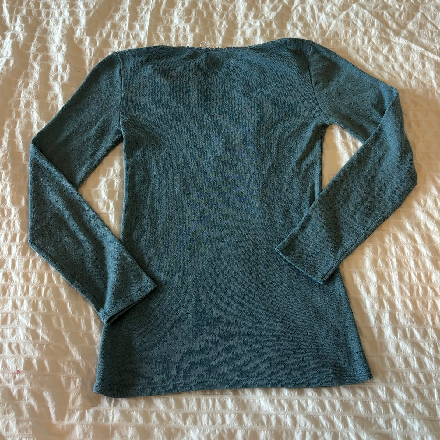 Teal Pointelle Top (M)