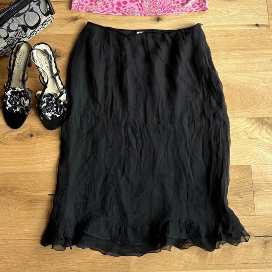 Black Silk Ruffle Skirt (XS/S)