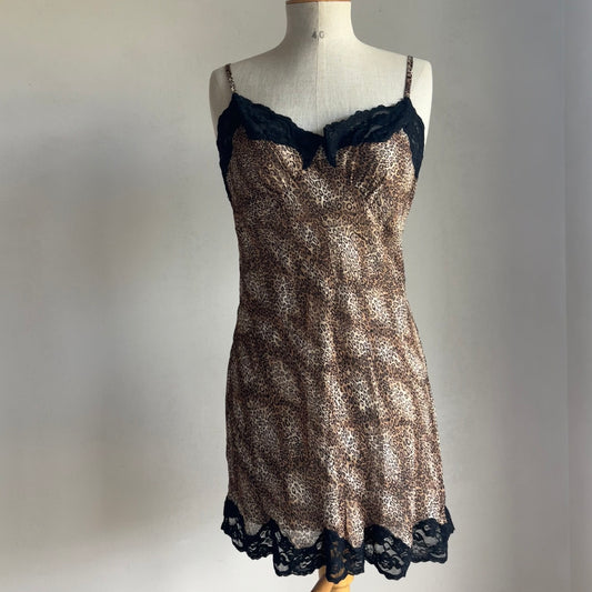 Leopard Silk Slip Dress (M)