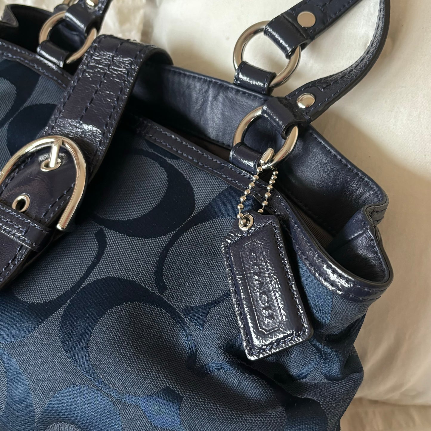 Coach Monogram Navy Tote