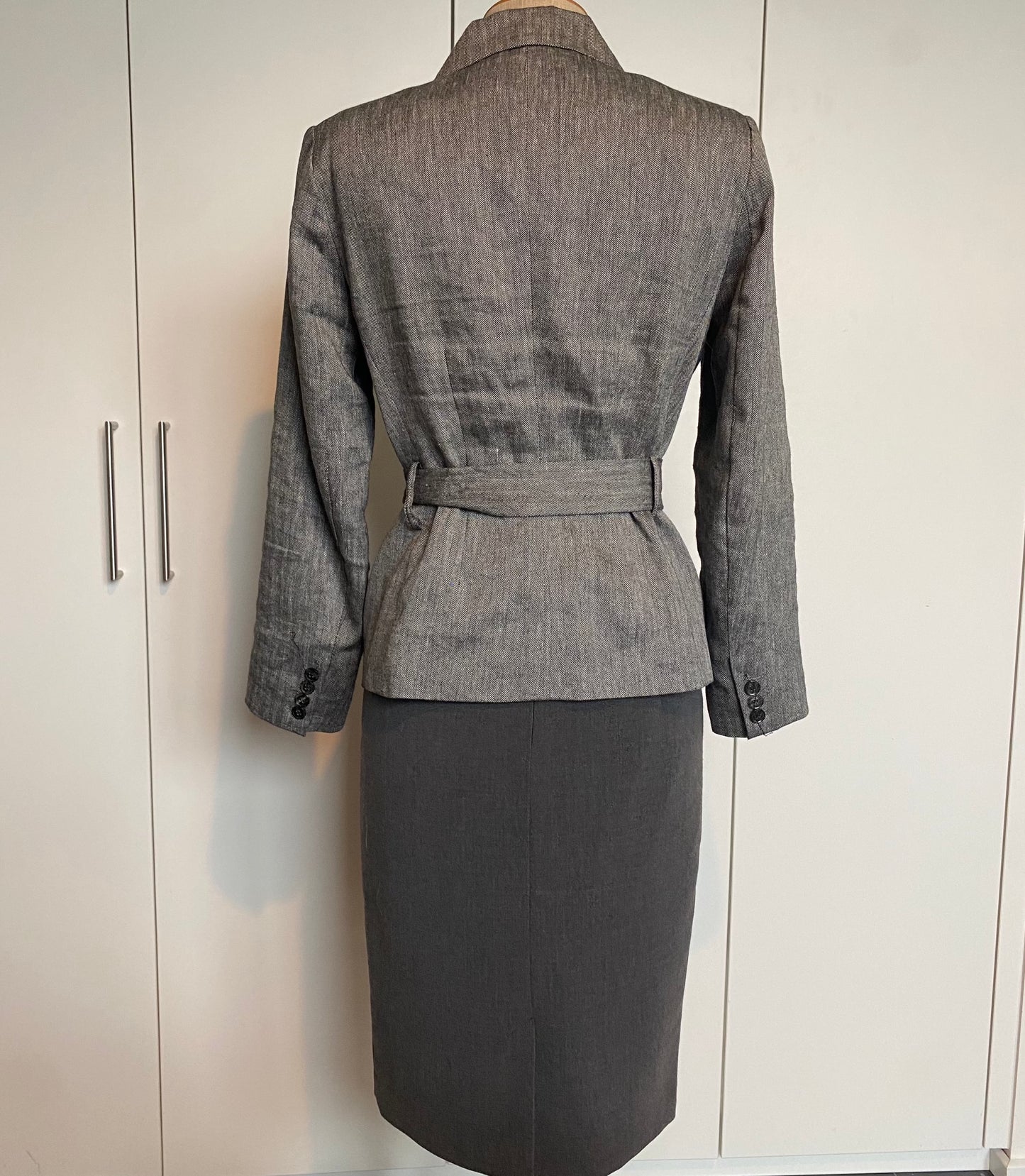 Grey Herringbone Linen Blazer (M)