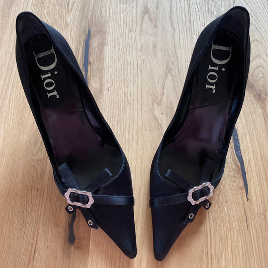 Dior Black Satin Heels (38.5)