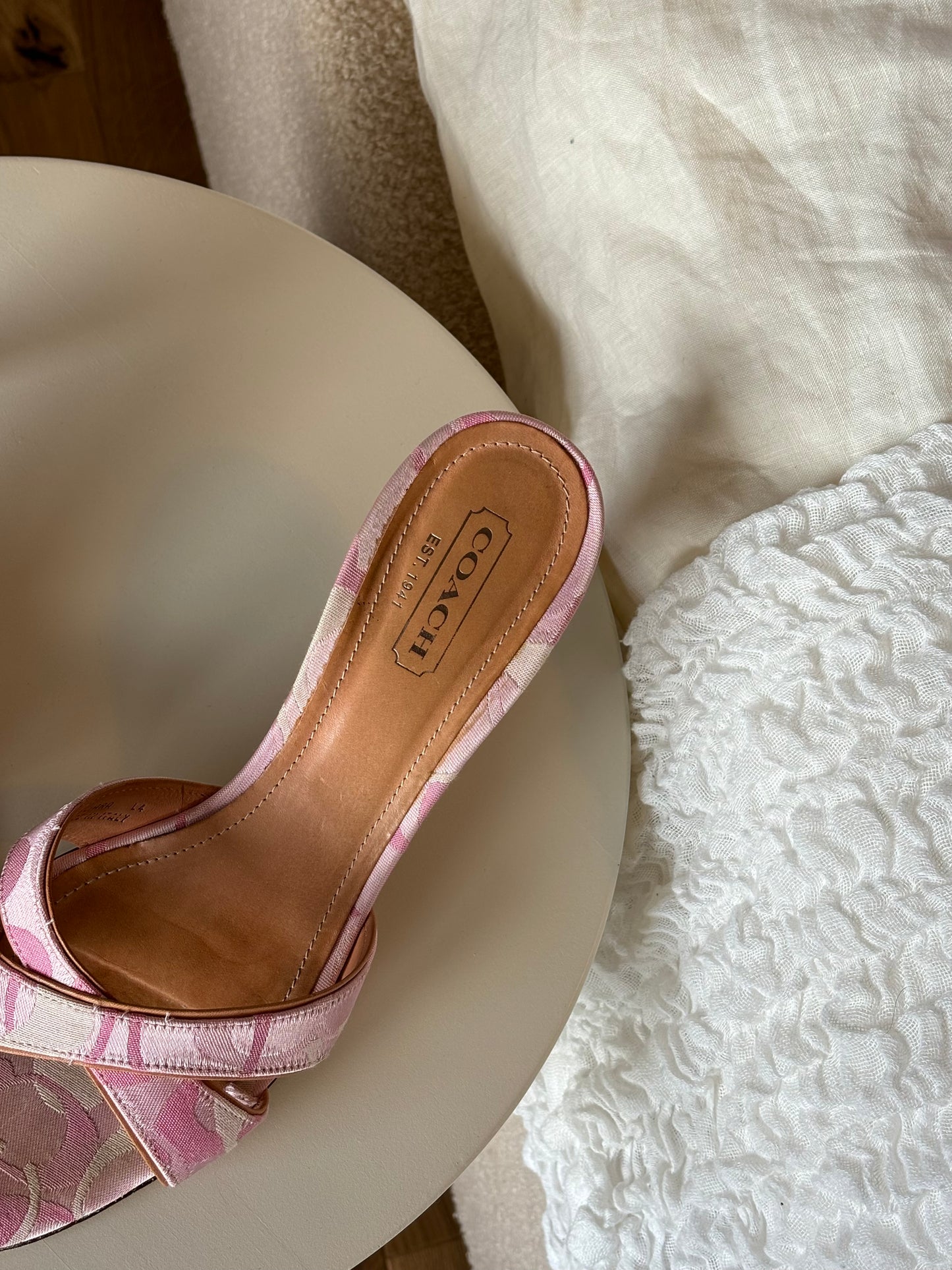 Coach Pink Monogram Mules (39.5)