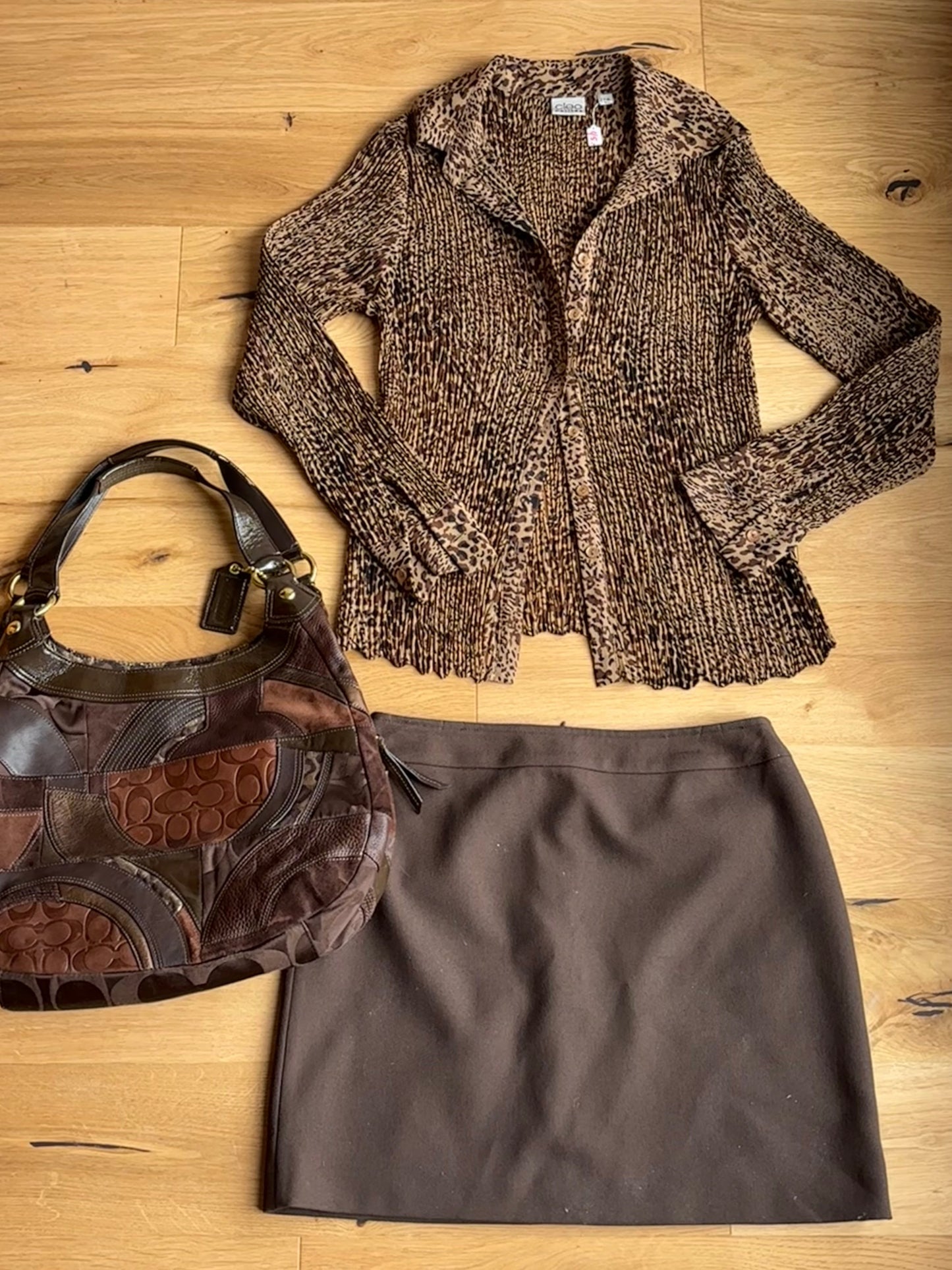 Leopard Pleated Blouse (S/M)