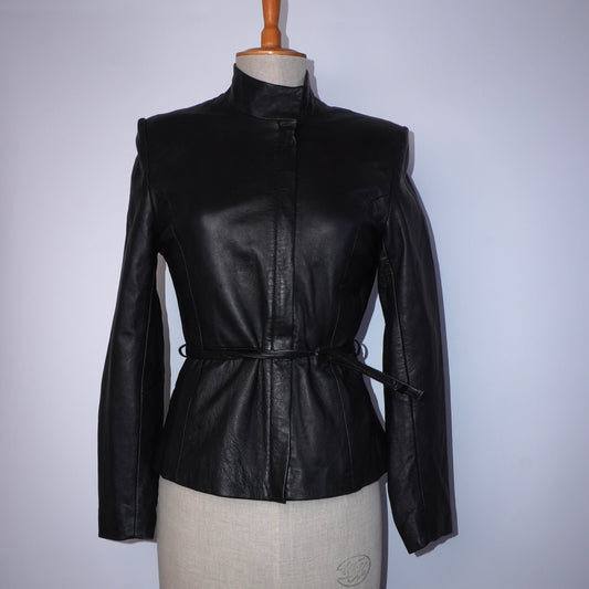Genuine Leather Belted Jacket (S)