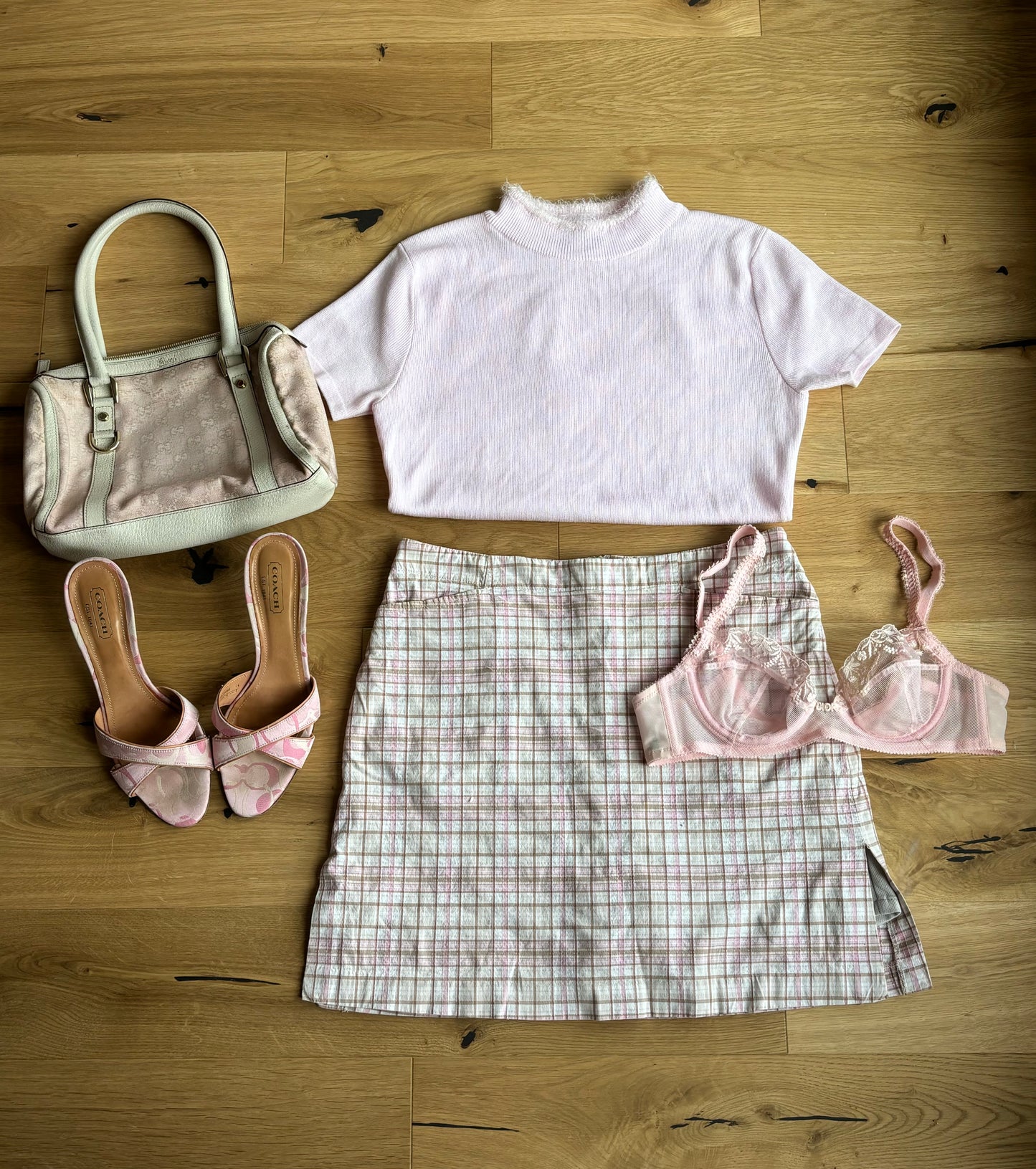 Pink/ brown Plaid Skirt (S)