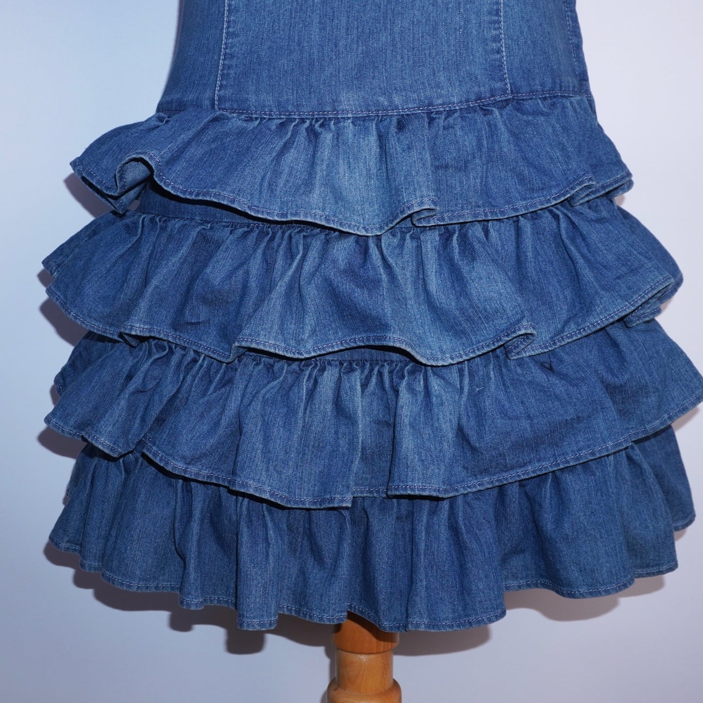 Denim Ruffle Dress (S)