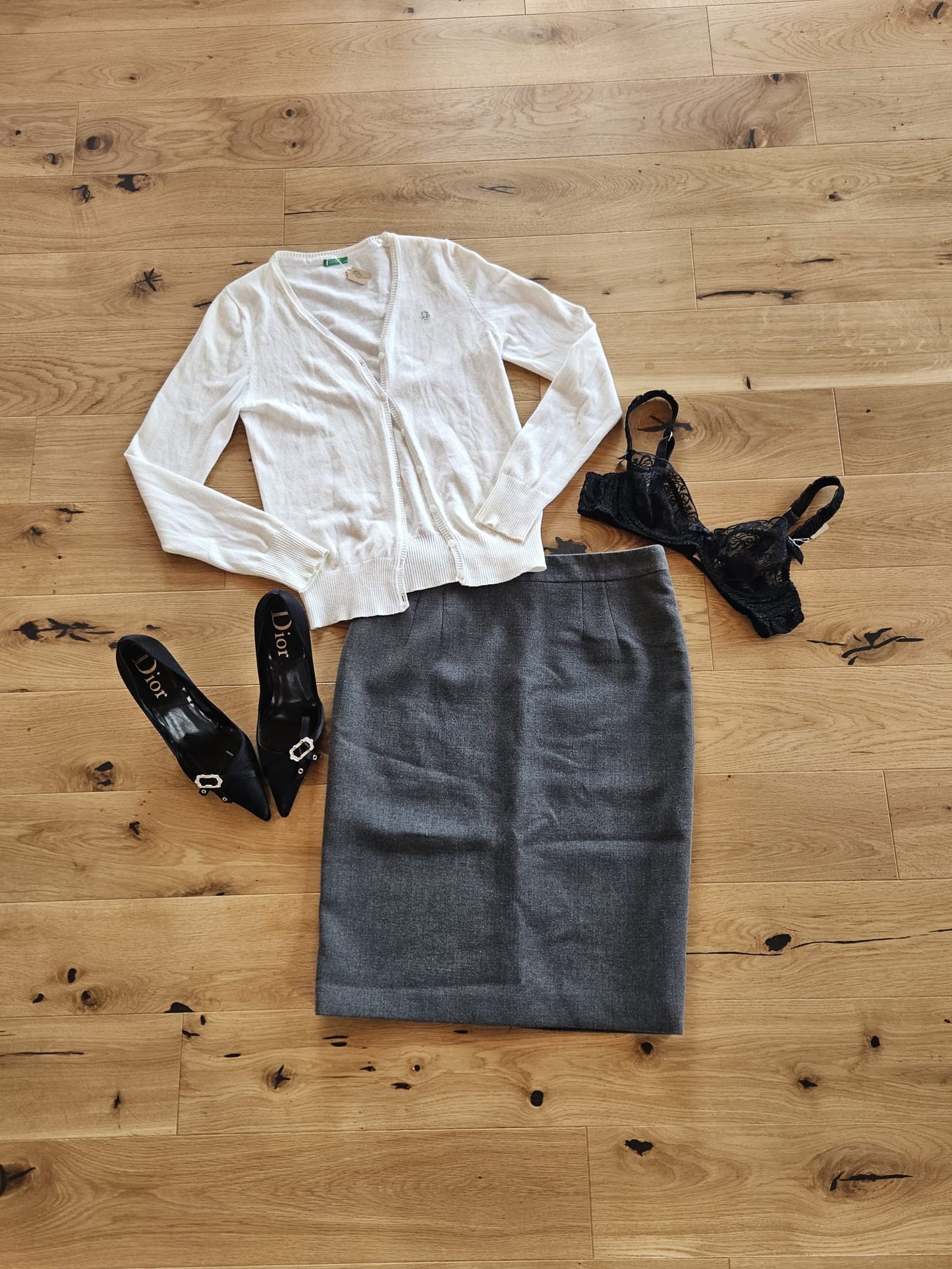 Grey Pencil Skirt (S)