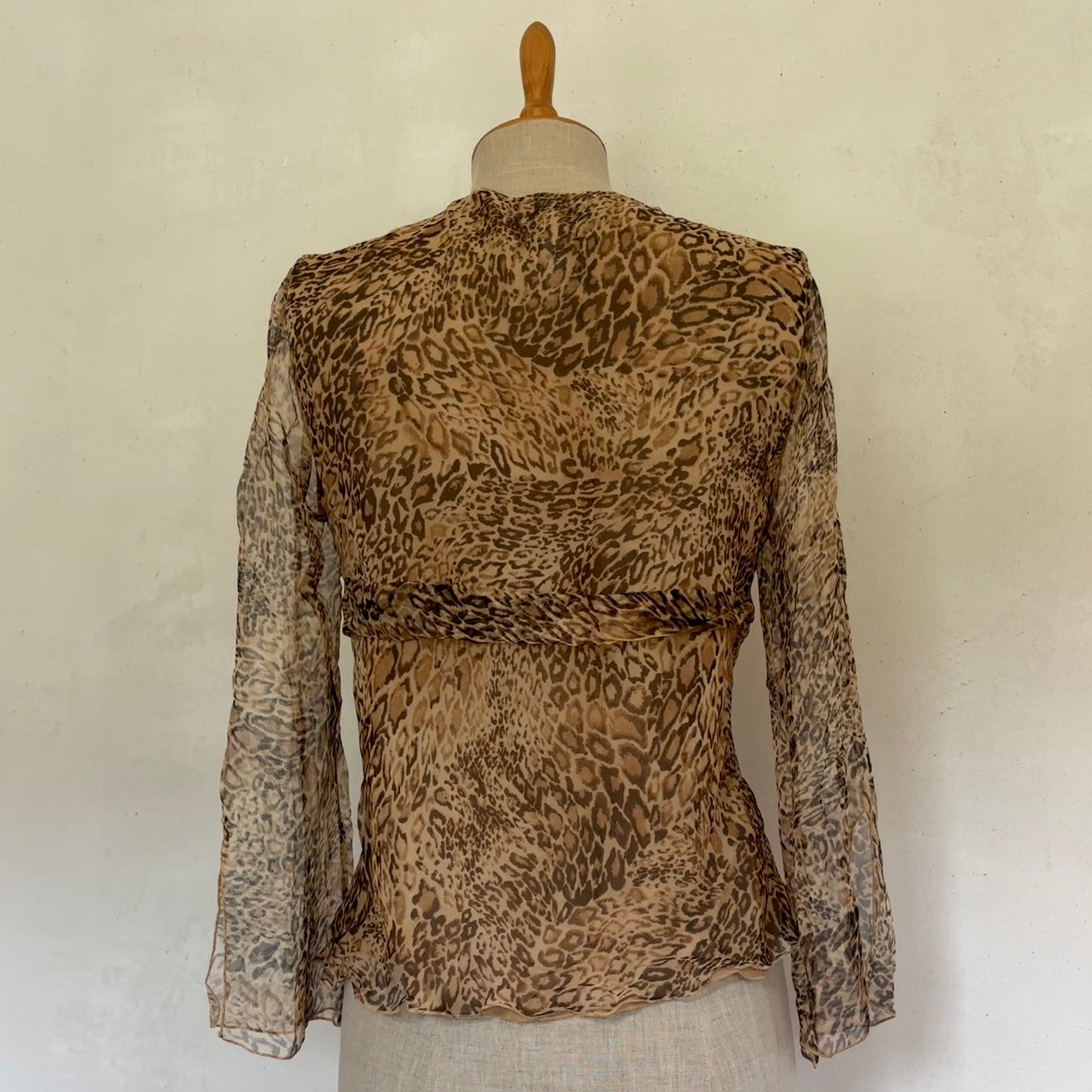 Leopard Silk Rosette Top (S)