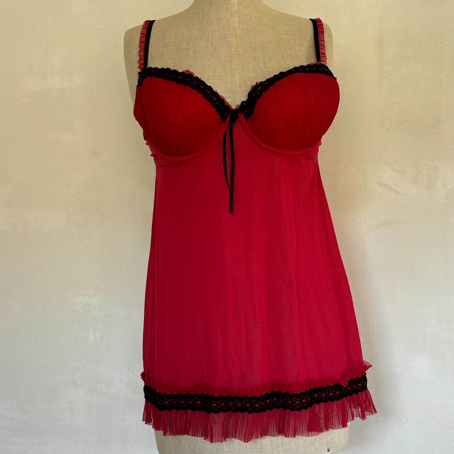 Red Lace Trim Babydoll (80C)