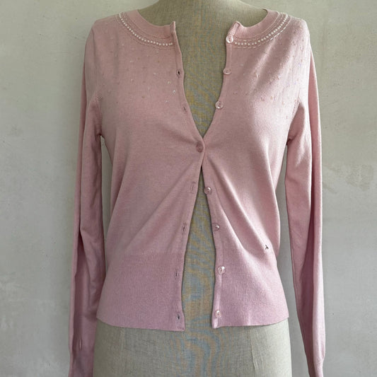 Pink Cardigan w/ beading (M)