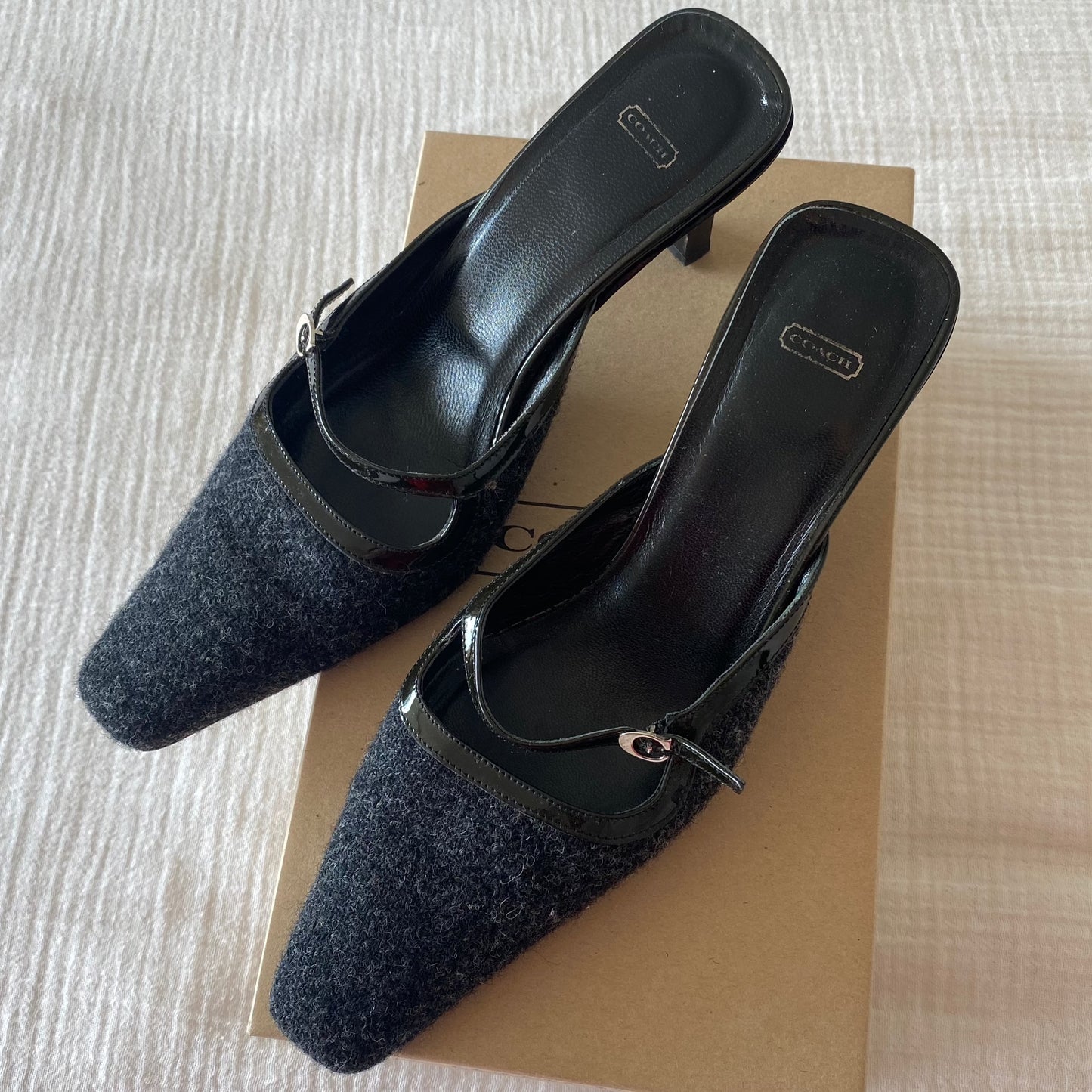 Grey Wool Coach Mules (37.5)