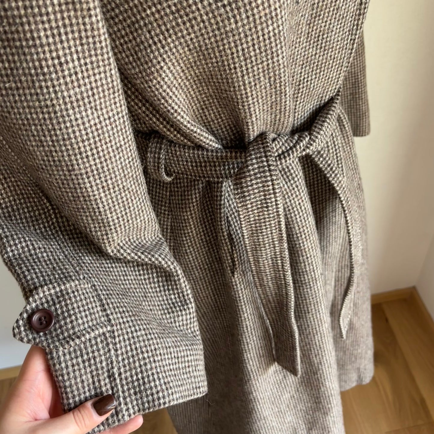 Wool Herringbone Trench Coat (S)