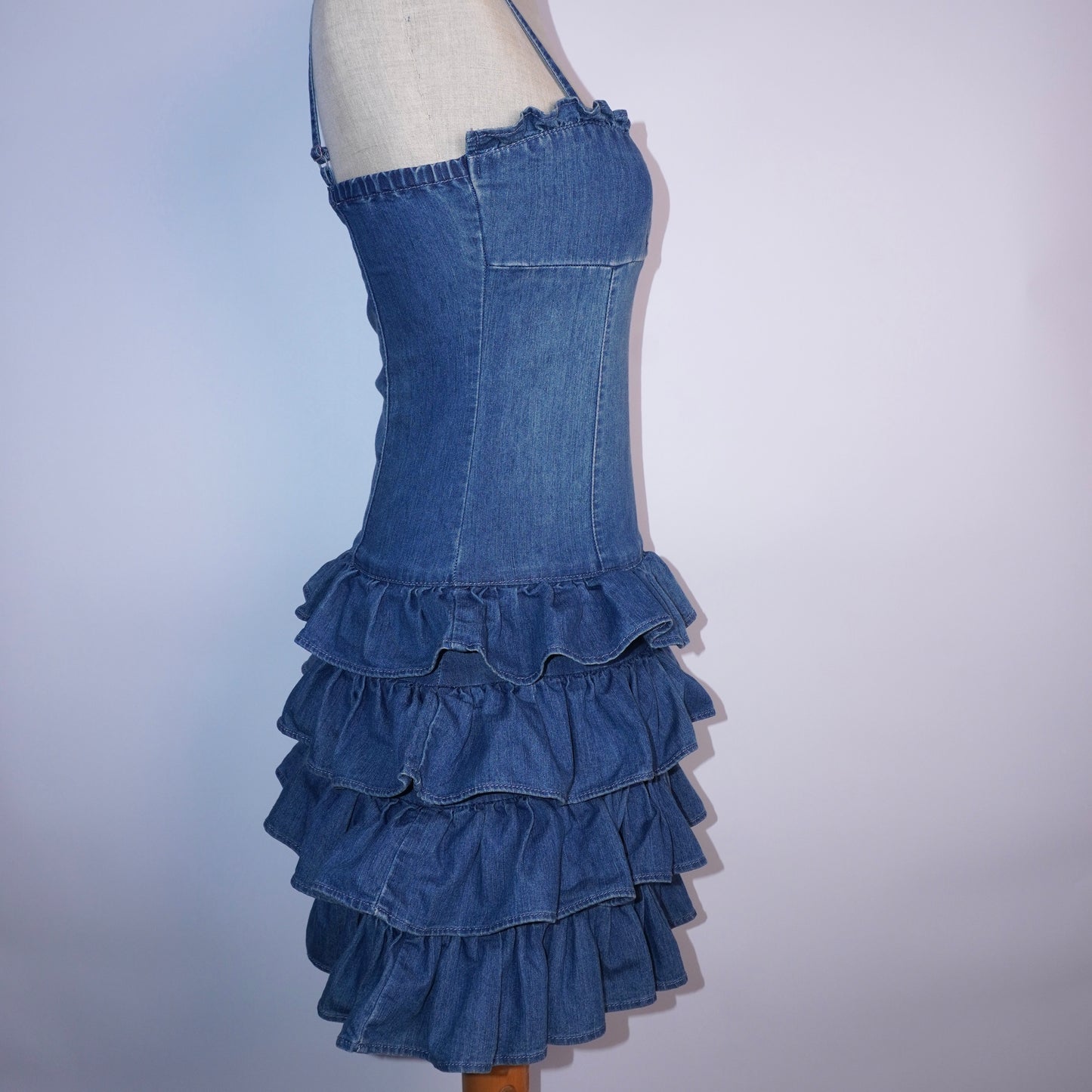 Denim Ruffle Dress (S)