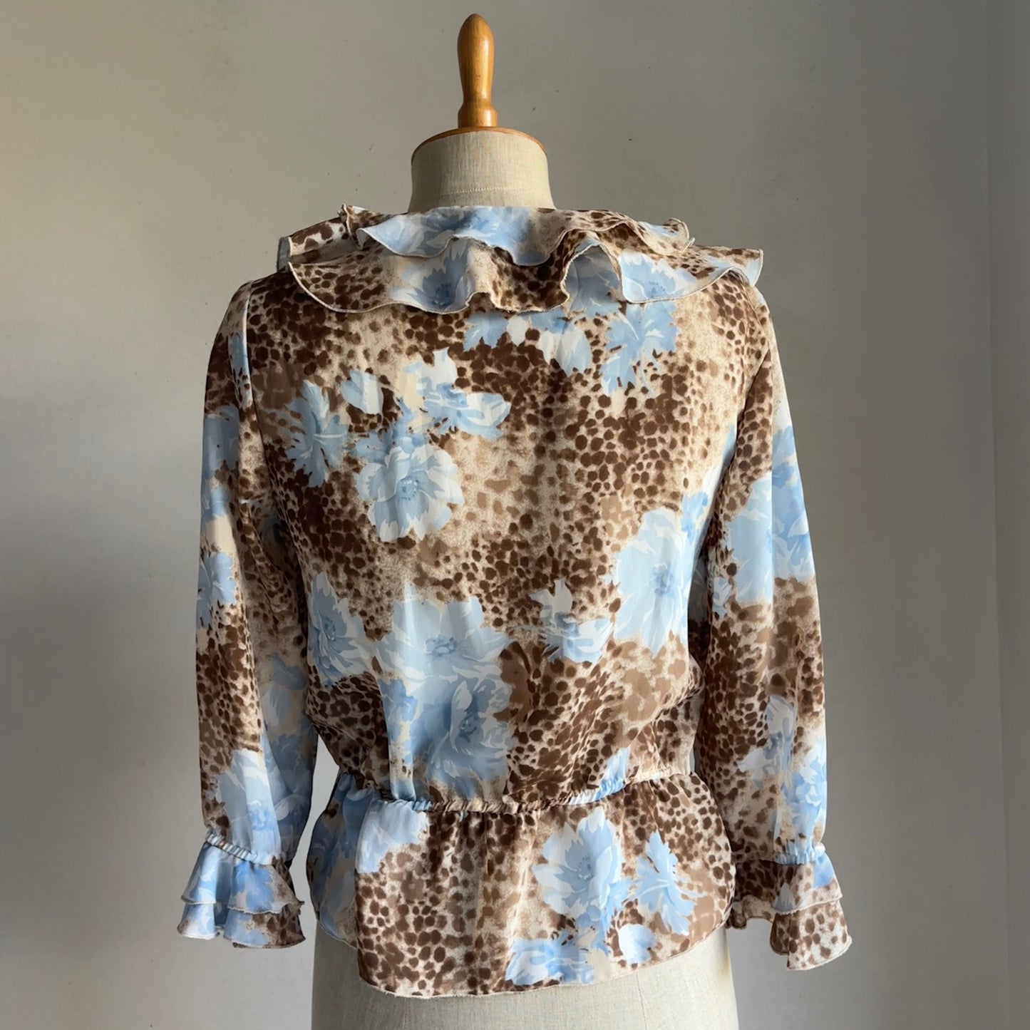 Leopard Ruffle Tie Blouse (M)