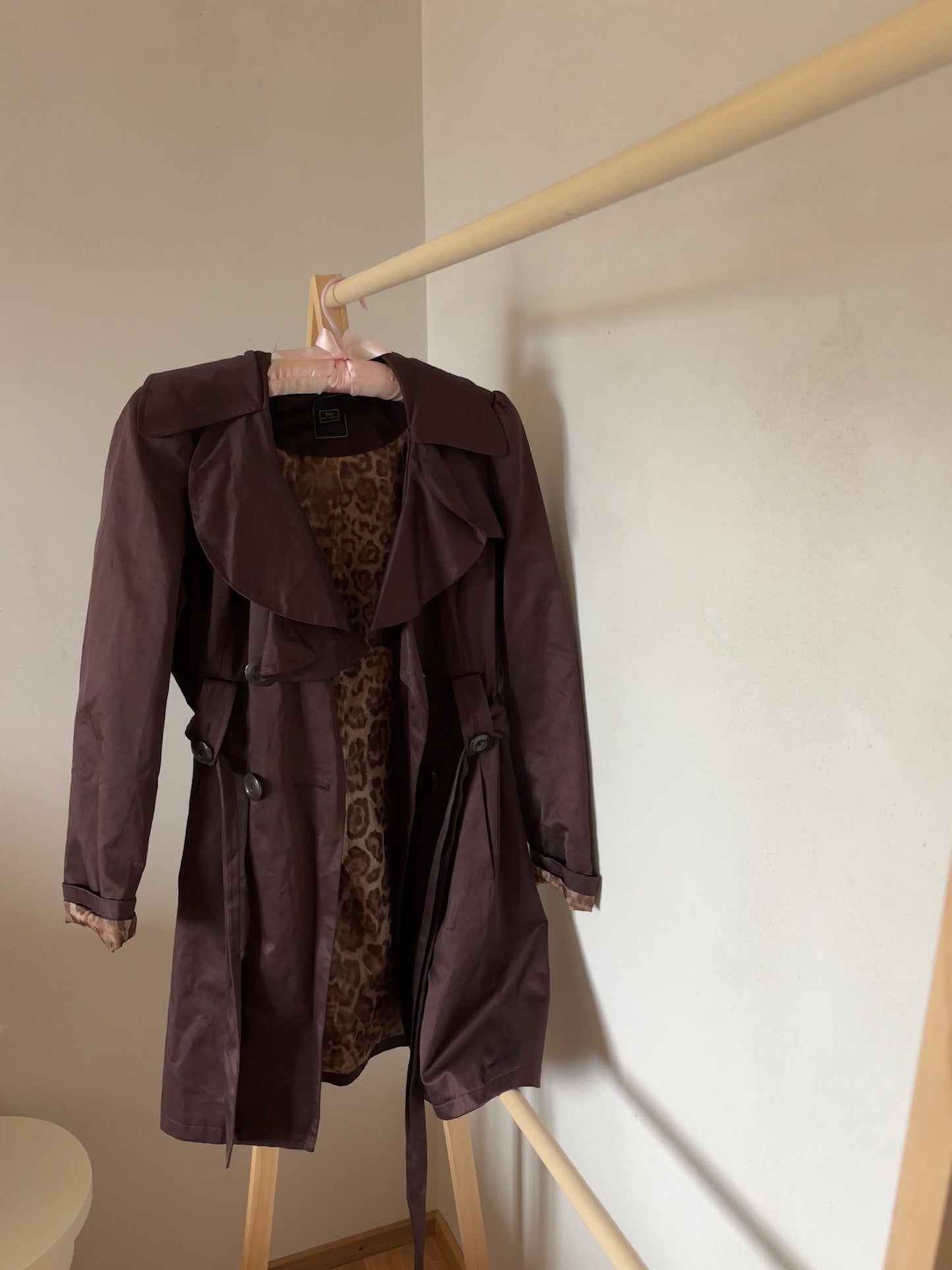 Brown Ruffle Trench Coat (XS/S)