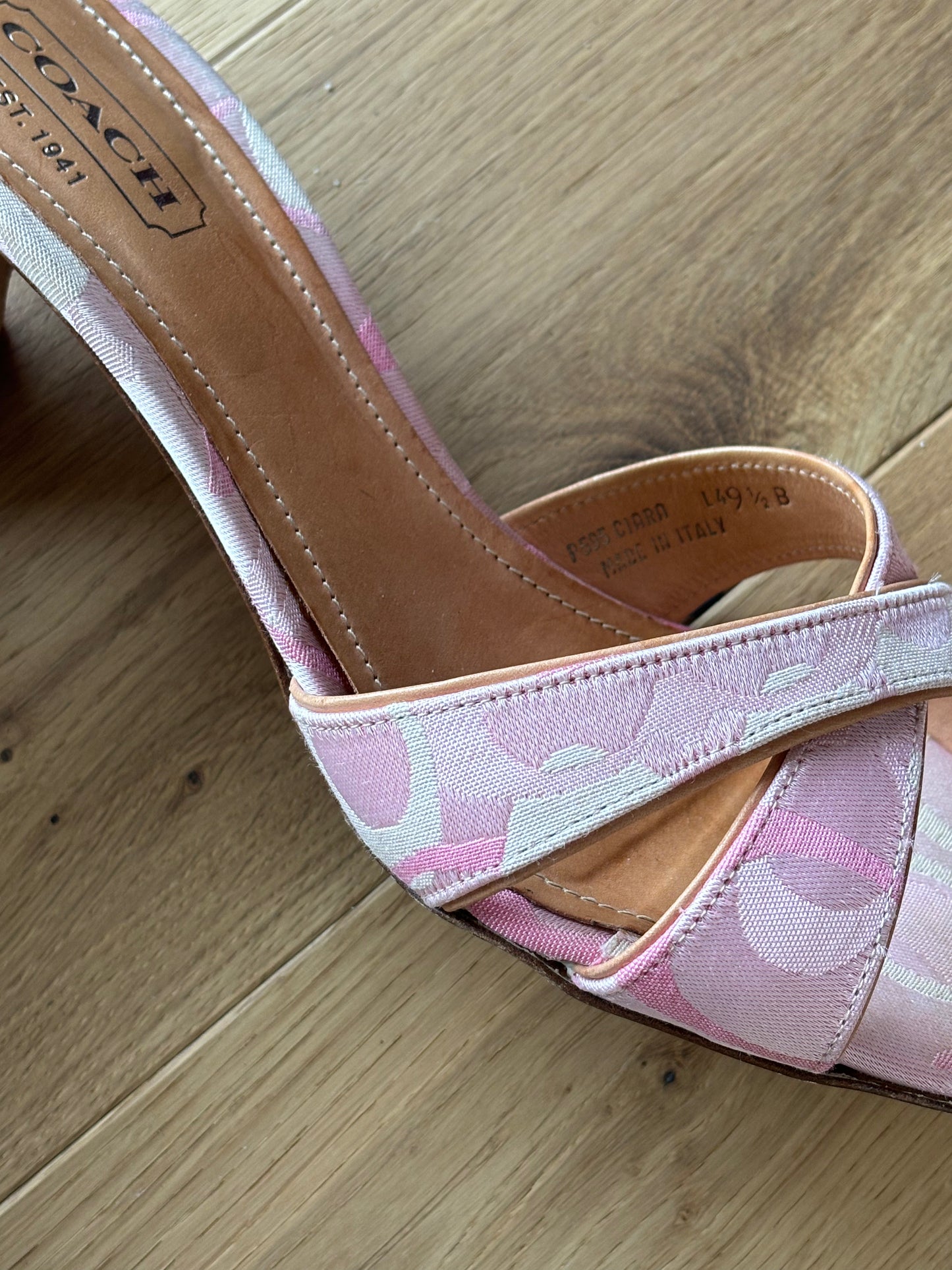 Coach Pink Monogram Mules (39.5)