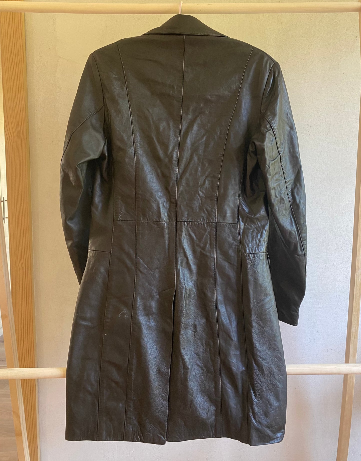 Long Brown Leather Coat (S/M)