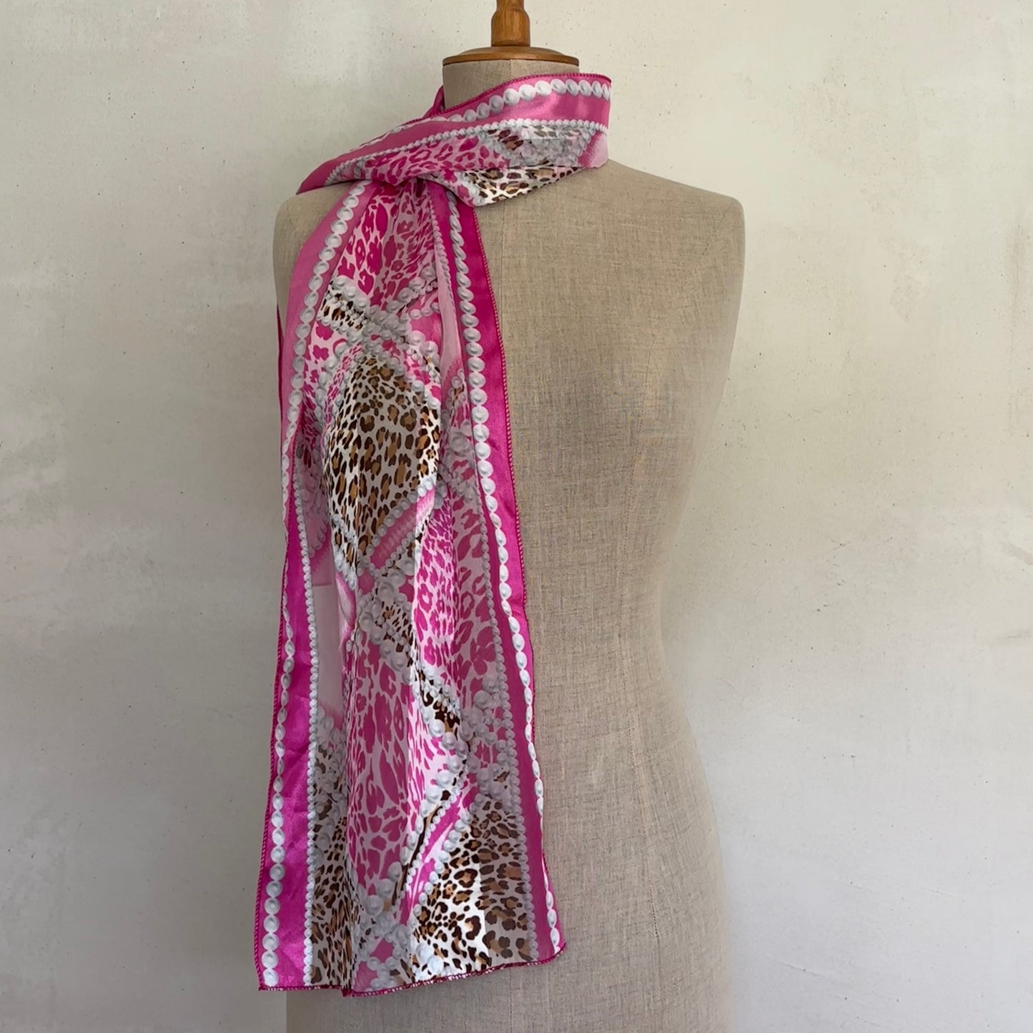 Pink Leopard Print Scarf