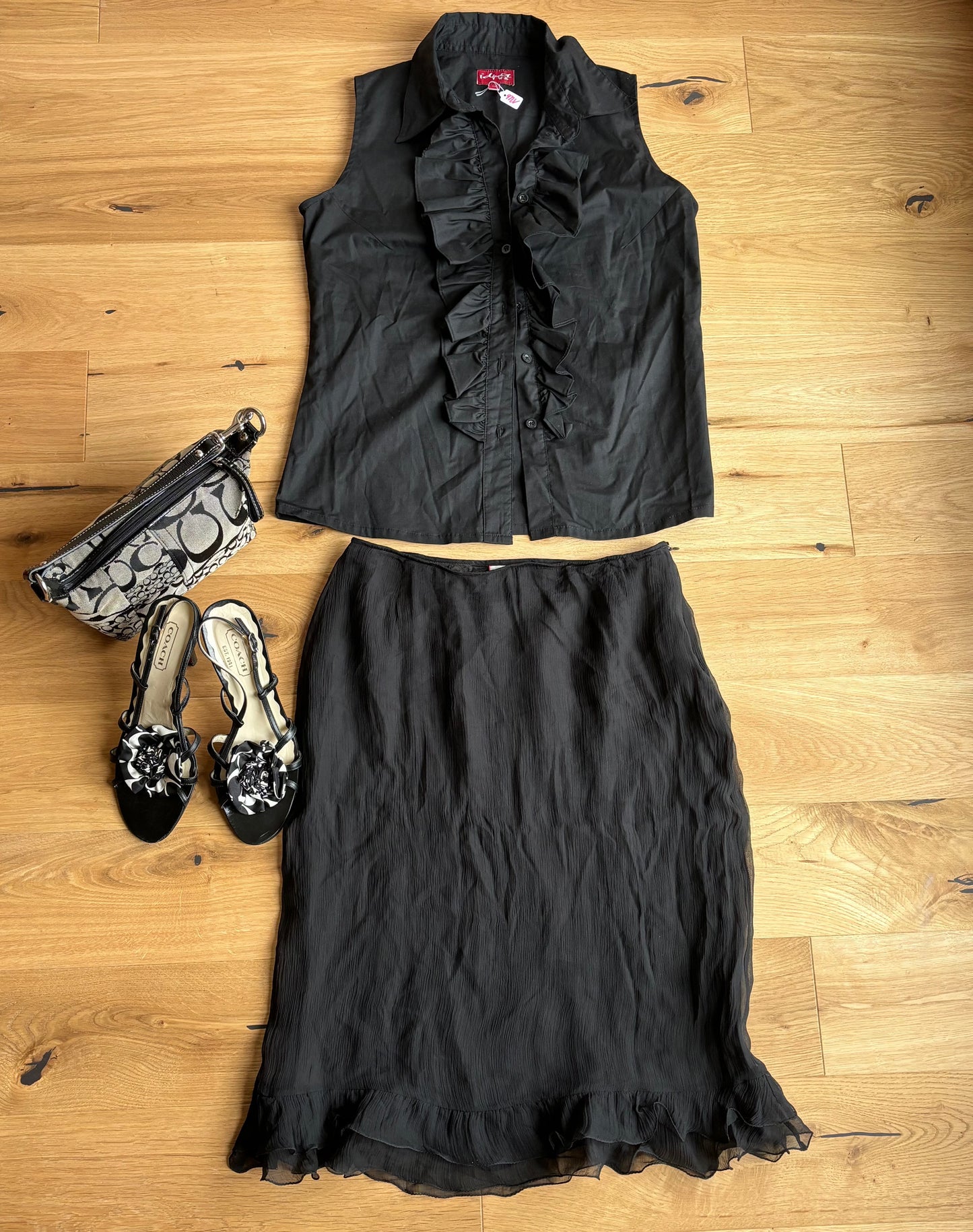 Black Silk Ruffle Skirt (XS/S)