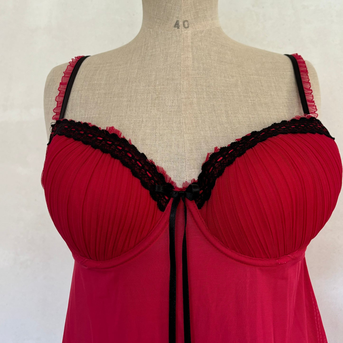 Red Lace Trim Babydoll (80C)