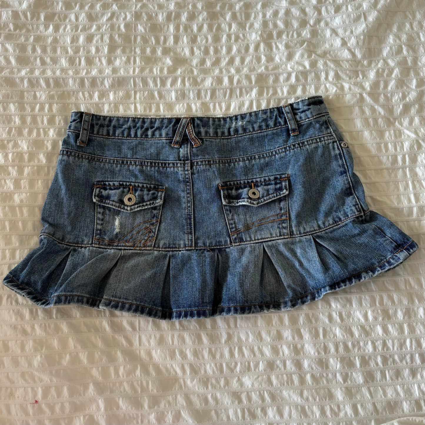 Denim Ruffle Mini Skirt (XS)