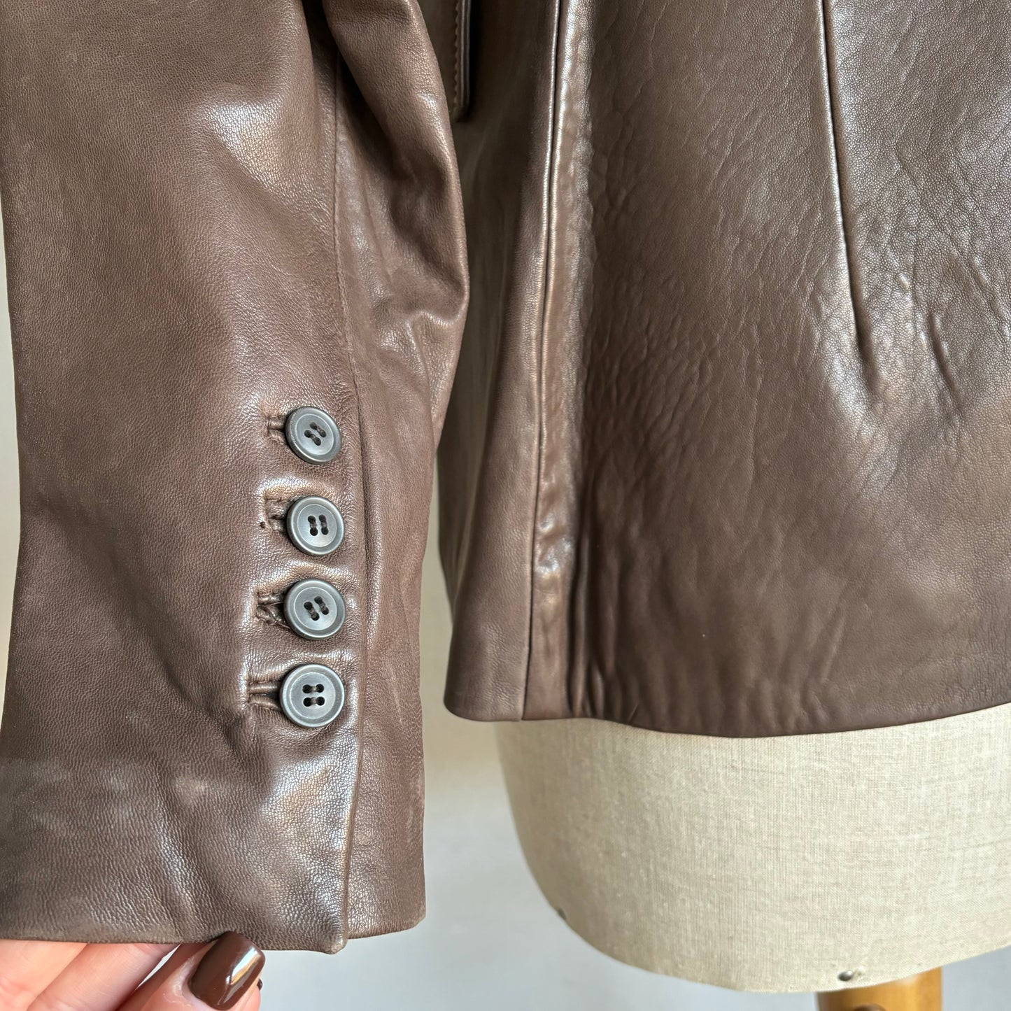 Brown Leather Blazer (S/M)