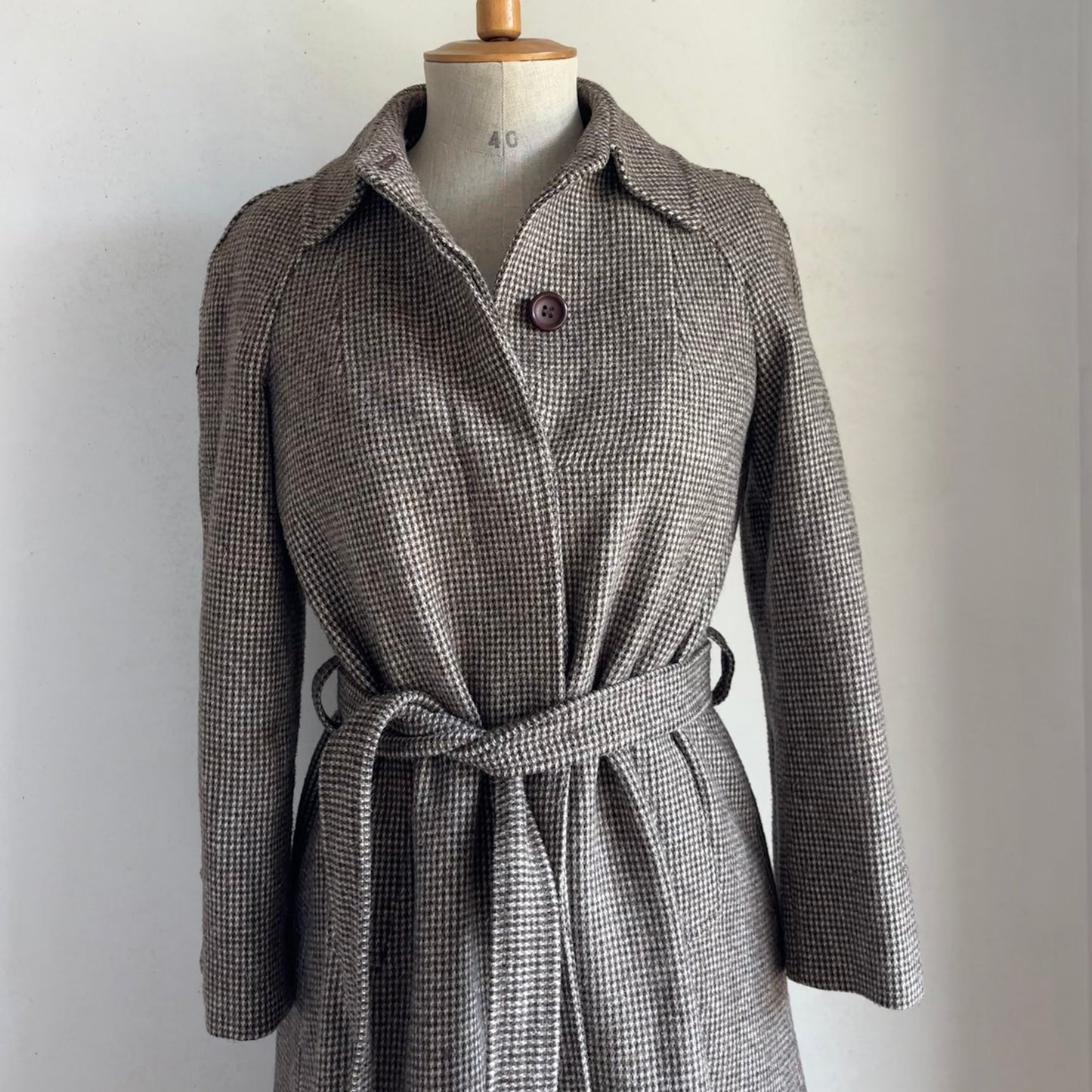 Wool Herringbone Trench Coat (S)