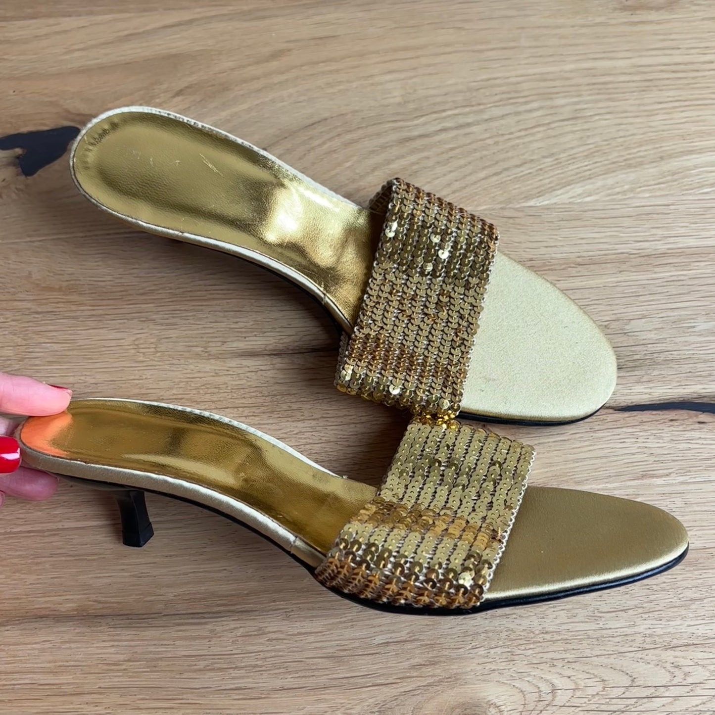 Gold Sequin Mules (36)