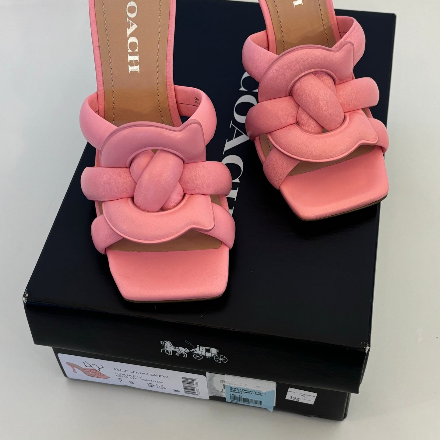 Coach Pink Leather Mules (37)