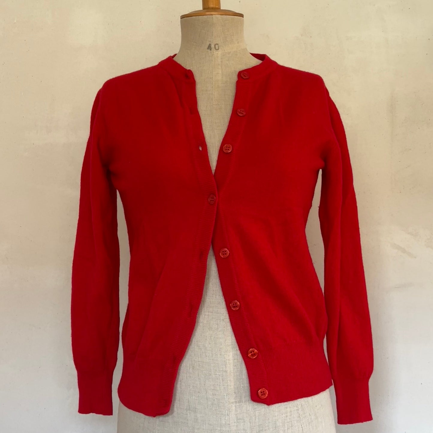 Red Wool Cardigan (S)