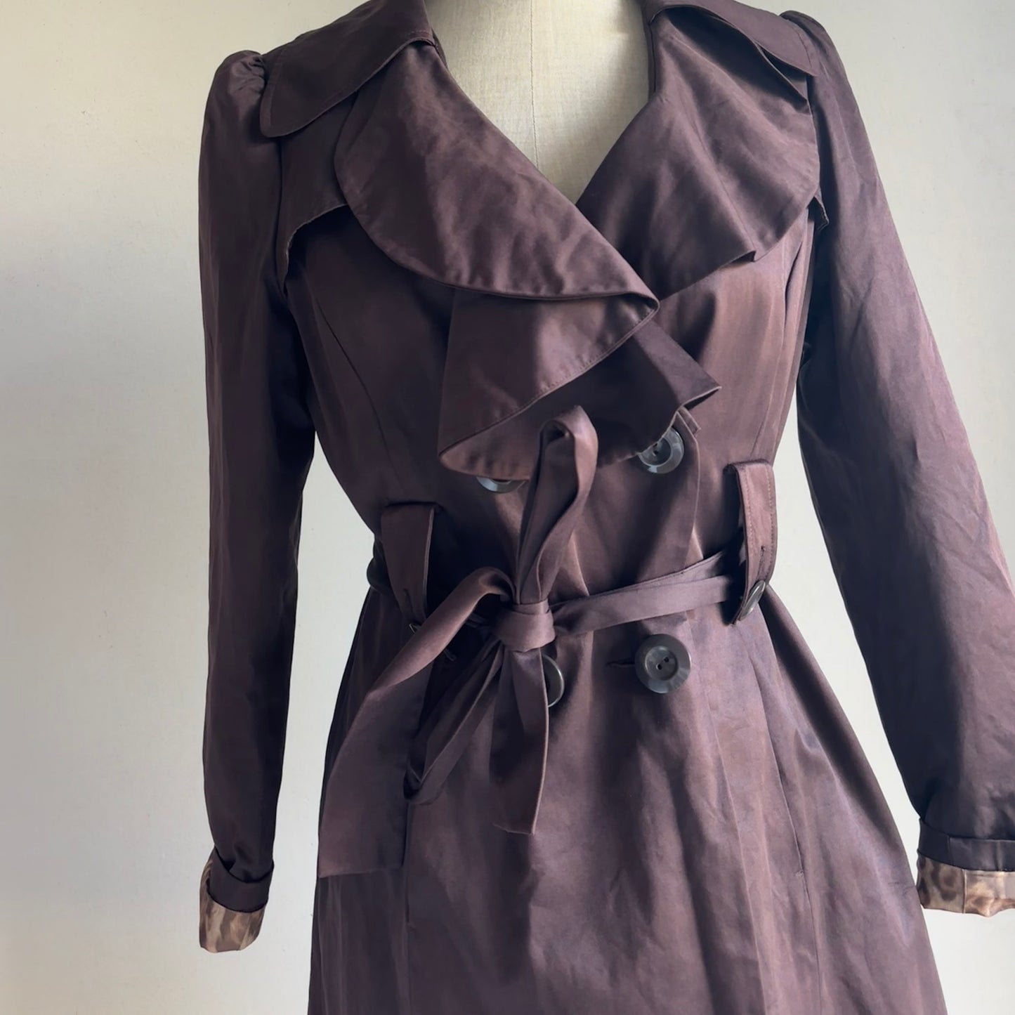 Brown Ruffle Trench Coat (XS/S)